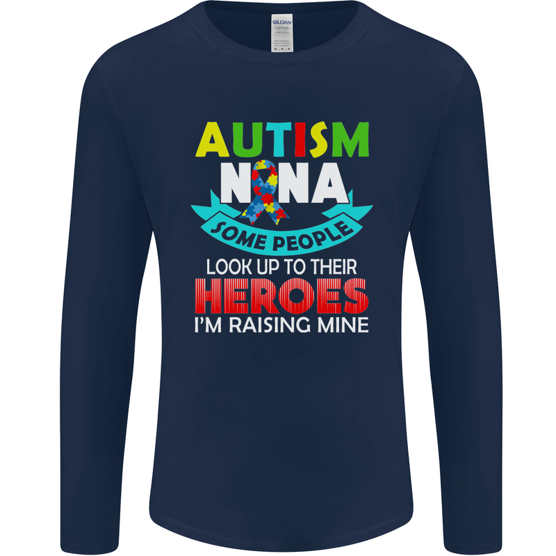 Autism Nana Grandparents Autistic ASD Mens Long Sleeve T-Shirt Navy Blue