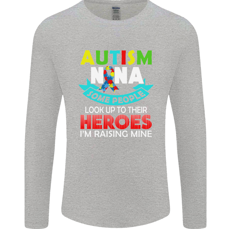 Autism Nana Grandparents Autistic ASD Mens Long Sleeve T-Shirt Sports Grey