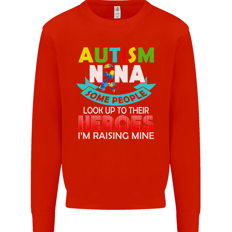 Autism Nana Grandparents Autistic ASD Mens Sweatshirt Jumper Bright Red