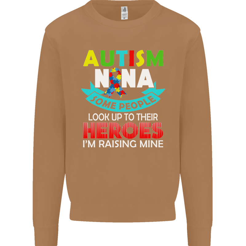 Autism Nana Grandparents Autistic ASD Mens Sweatshirt Jumper Caramel Latte