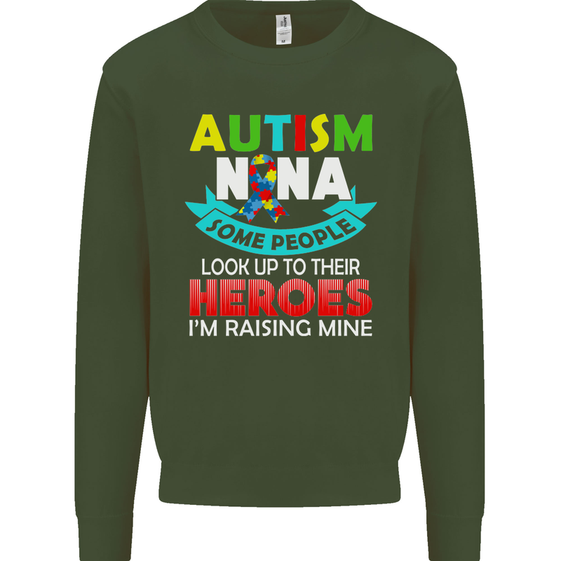 Autism Nana Grandparents Autistic ASD Mens Sweatshirt Jumper Forest Green