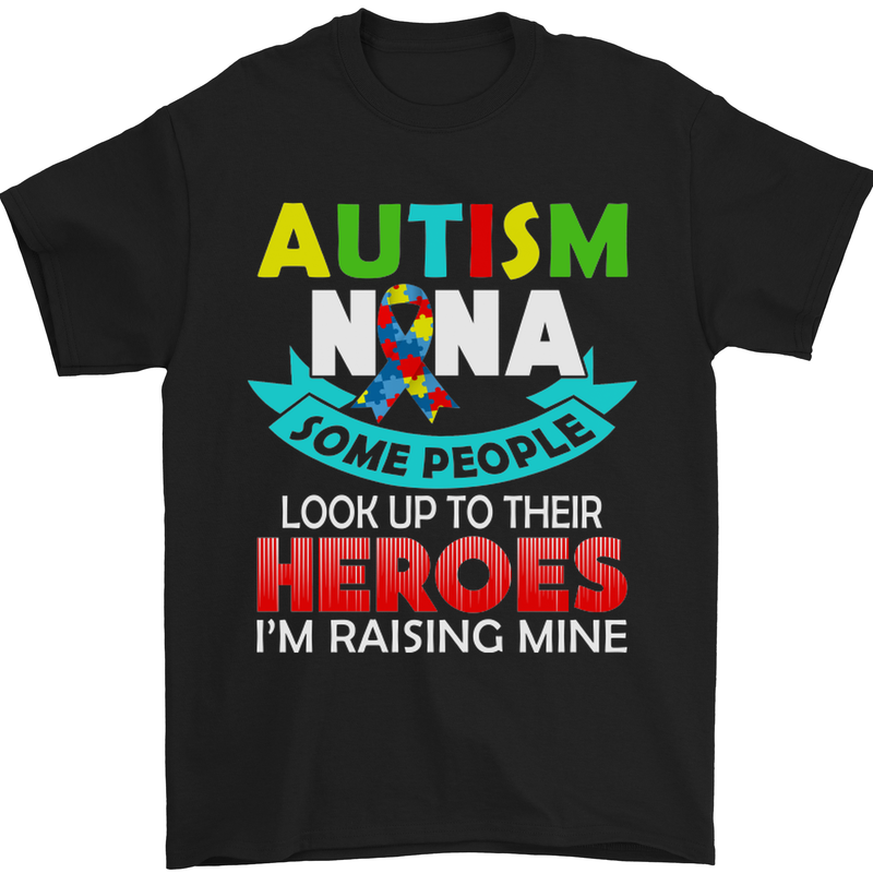 Autism Nana Grandparents Autistic ASD Mens T-Shirt Cotton Gildan Black