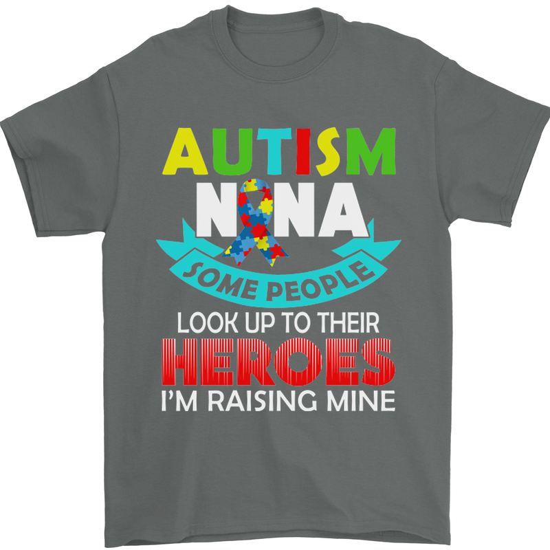 Autism Nana Grandparents Autistic ASD Mens T-Shirt Cotton Gildan Charcoal
