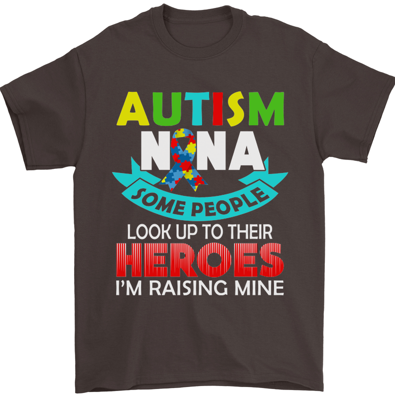 Autism Nana Grandparents Autistic ASD Mens T-Shirt Cotton Gildan Dark Chocolate