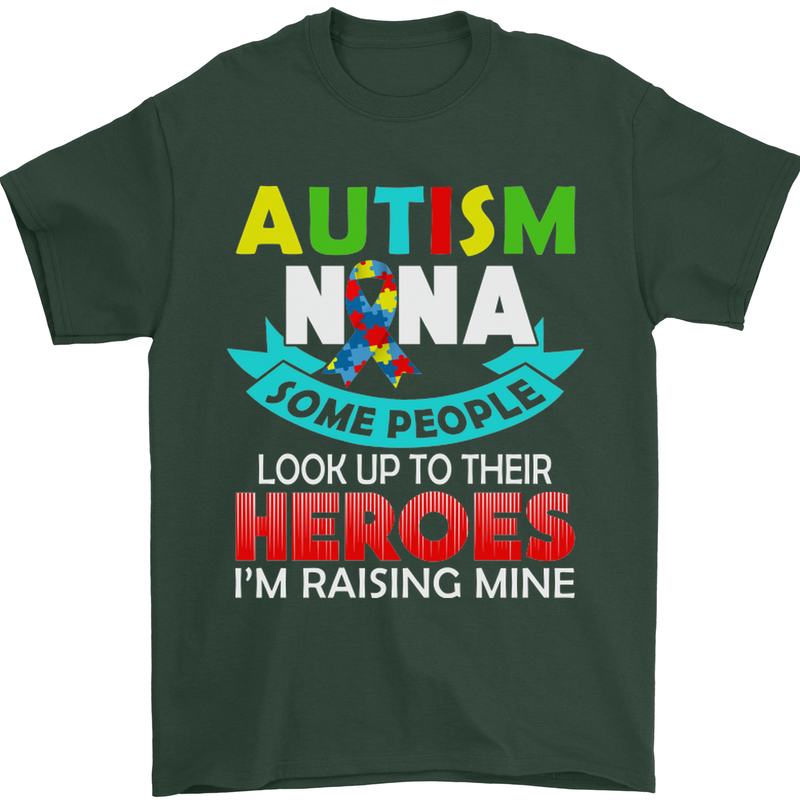Autism Nana Grandparents Autistic ASD Mens T-Shirt Cotton Gildan Forest Green
