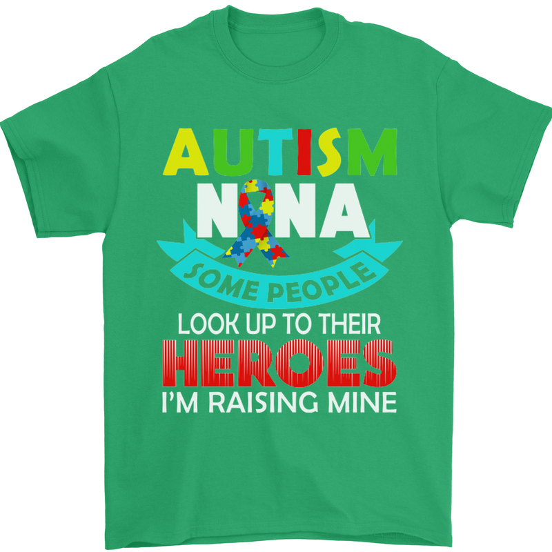 Autism Nana Grandparents Autistic ASD Mens T-Shirt Cotton Gildan Irish Green