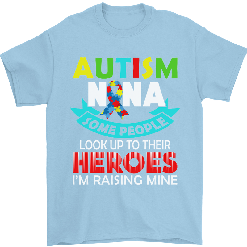 Autism Nana Grandparents Autistic ASD Mens T-Shirt Cotton Gildan Light Blue