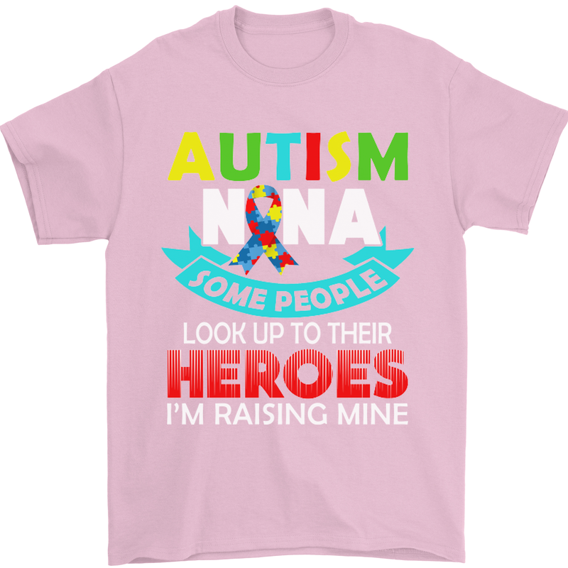 Autism Nana Grandparents Autistic ASD Mens T-Shirt Cotton Gildan Light Pink