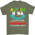 Autism Nana Grandparents Autistic ASD Mens T-Shirt Cotton Gildan Military Green