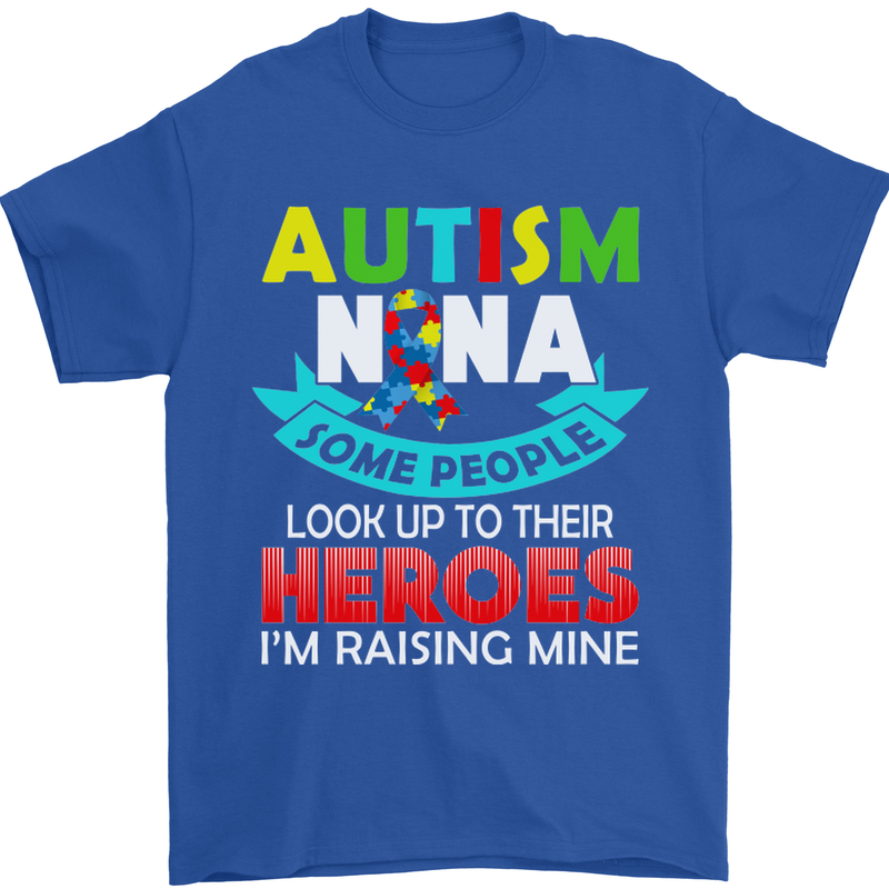 Autism Nana Grandparents Autistic ASD Mens T-Shirt Cotton Gildan Royal Blue