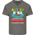 Autism Nana Grandparents Autistic ASD Mens V-Neck Cotton T-Shirt Charcoal
