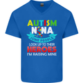 Autism Nana Grandparents Autistic ASD Mens V-Neck Cotton T-Shirt Royal Blue