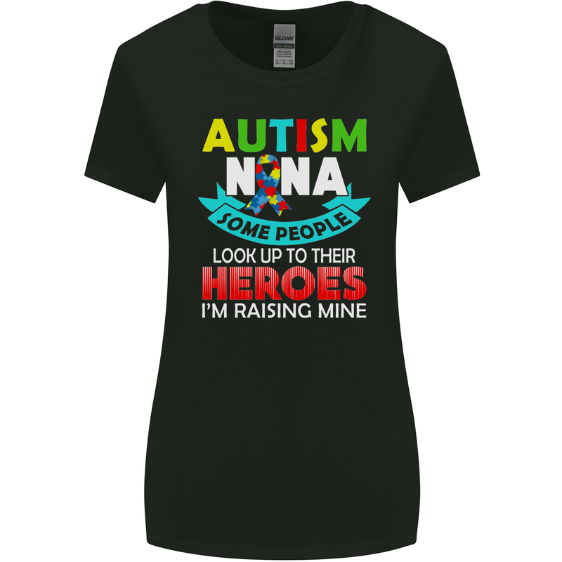 Autism Nana Grandparents Autistic ASD Womens Wider Cut T-Shirt Black