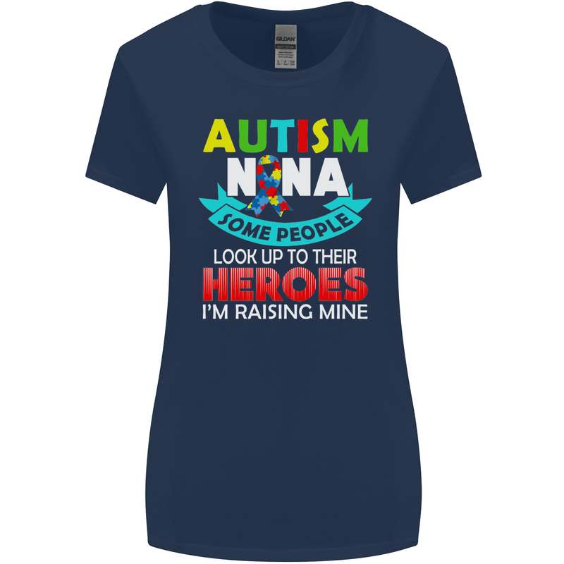 Autism Nana Grandparents Autistic ASD Womens Wider Cut T-Shirt Navy Blue