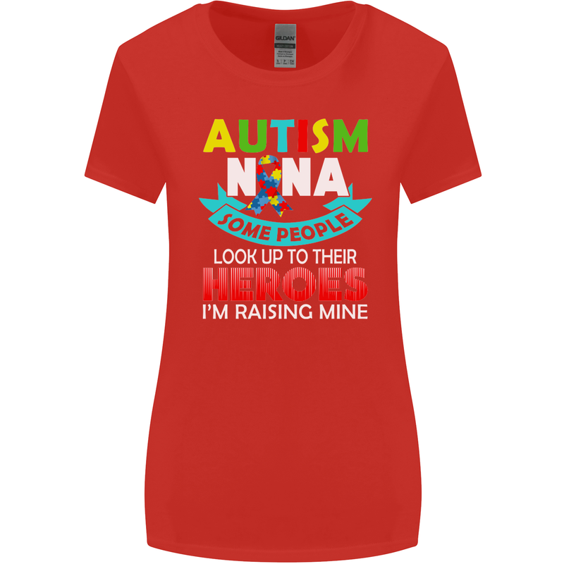 Autism Nana Grandparents Autistic ASD Womens Wider Cut T-Shirt Red