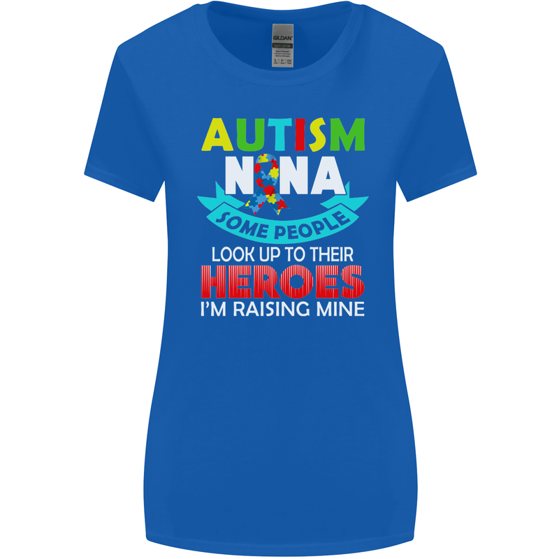 Autism Nana Grandparents Autistic ASD Womens Wider Cut T-Shirt Royal Blue