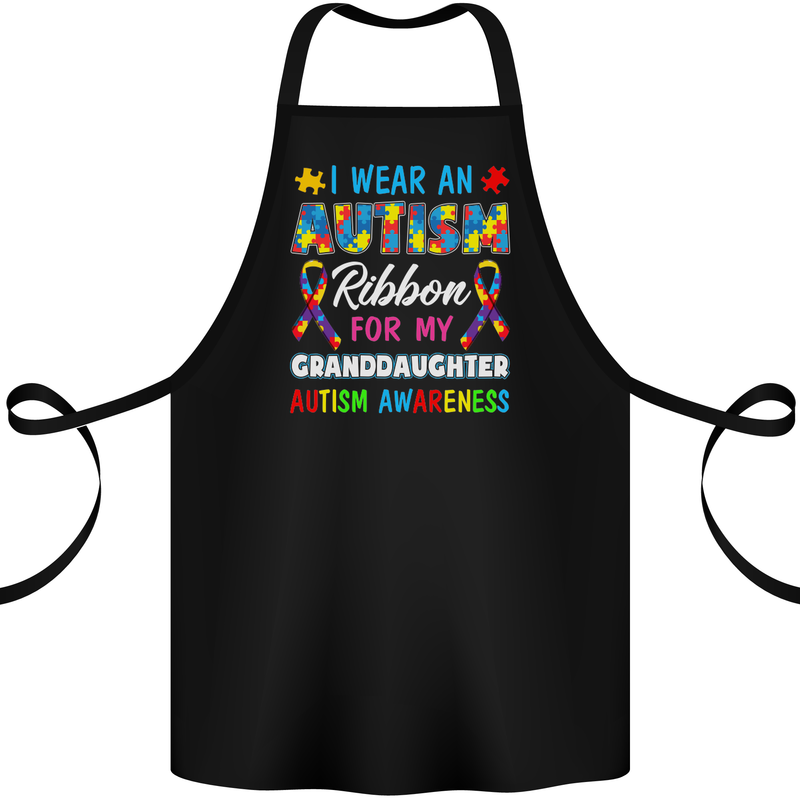 Autism Ribbon For My Granddaughter Autistic Cotton Apron 100% Organic Black