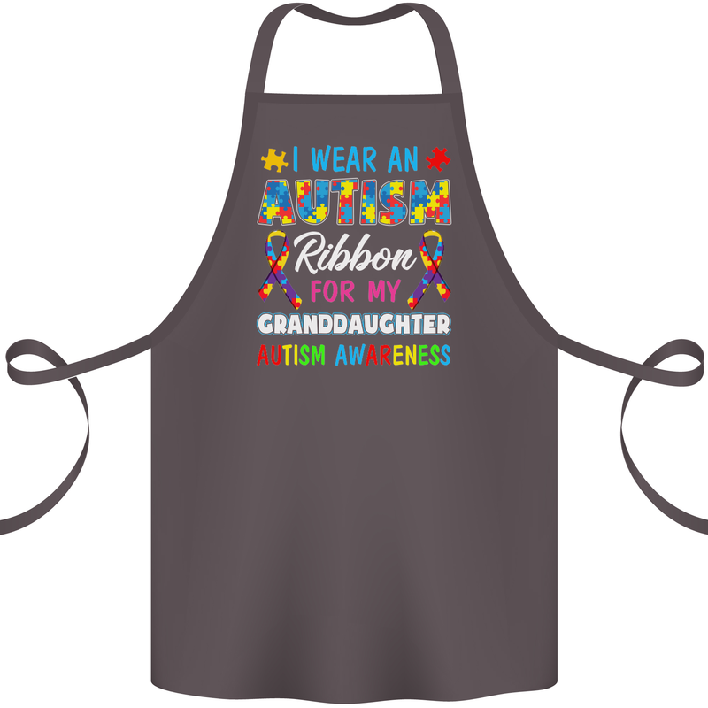 Autism Ribbon For My Granddaughter Autistic Cotton Apron 100% Organic Dark Grey