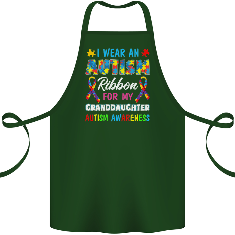 Autism Ribbon For My Granddaughter Autistic Cotton Apron 100% Organic Forest Green