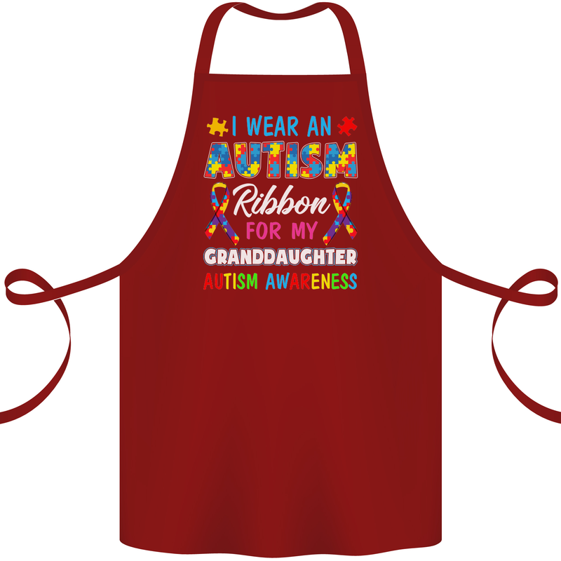 Autism Ribbon For My Granddaughter Autistic Cotton Apron 100% Organic Maroon