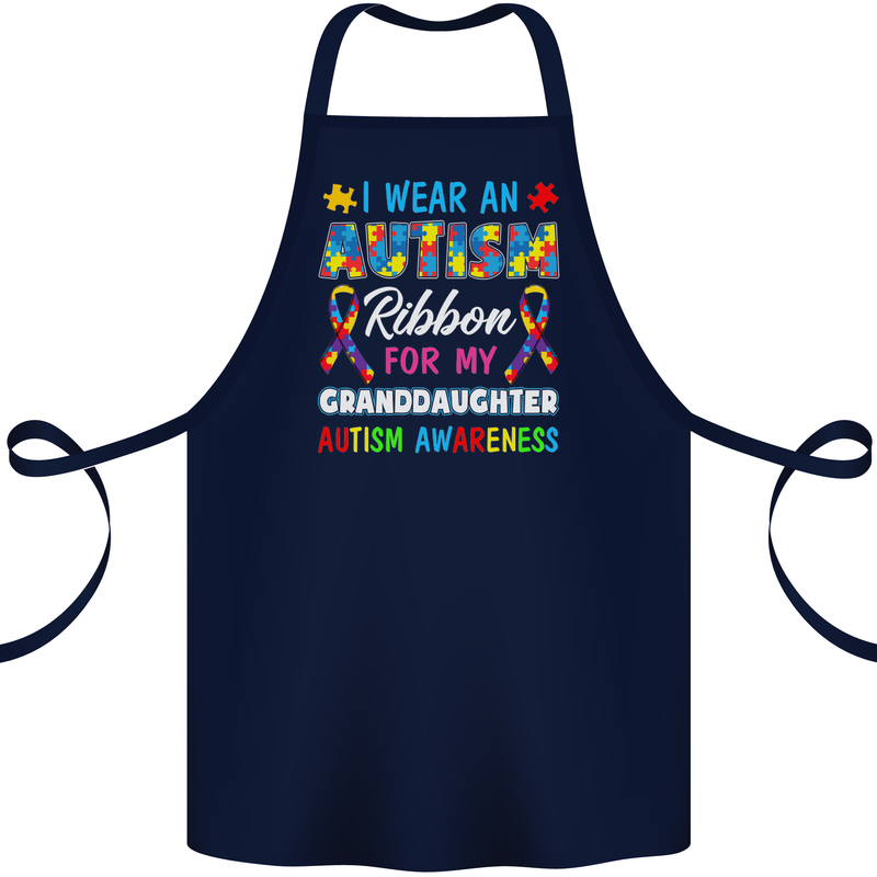 Autism Ribbon For My Granddaughter Autistic Cotton Apron 100% Organic Navy Blue