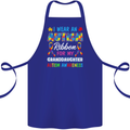 Autism Ribbon For My Granddaughter Autistic Cotton Apron 100% Organic Royal Blue