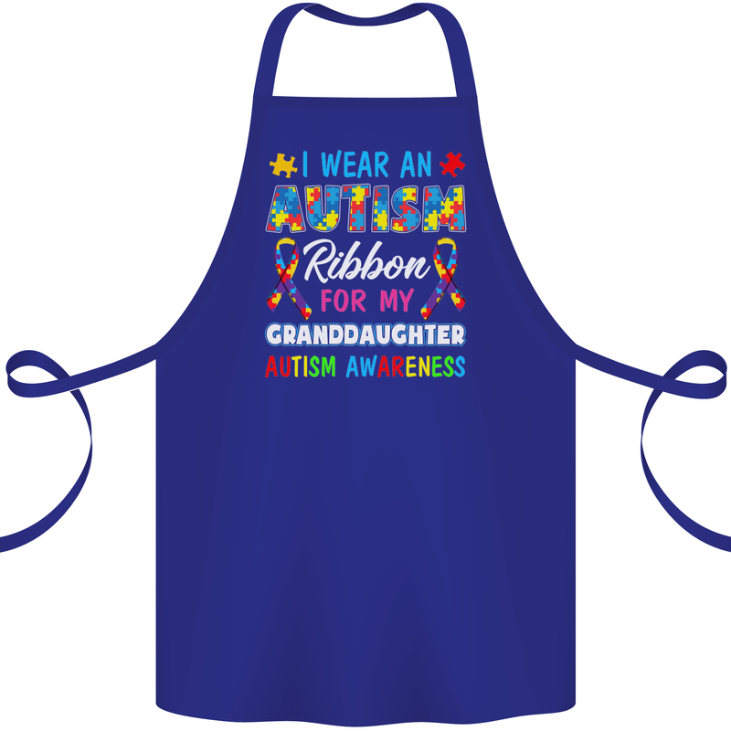 Autism Ribbon For My Granddaughter Autistic Cotton Apron 100% Organic Royal Blue