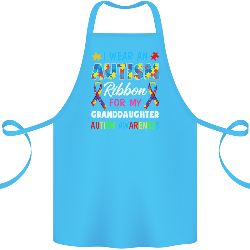 Autism Ribbon For My Granddaughter Autistic Cotton Apron 100% Organic Turquoise