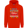 Autism Ribbon For My Granddaughter Autistic Mens 80% Cotton Hoodie Bright Red