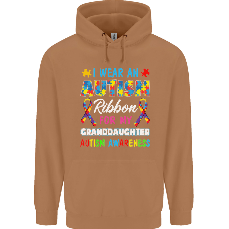 Autism Ribbon For My Granddaughter Autistic Mens 80% Cotton Hoodie Caramel Latte