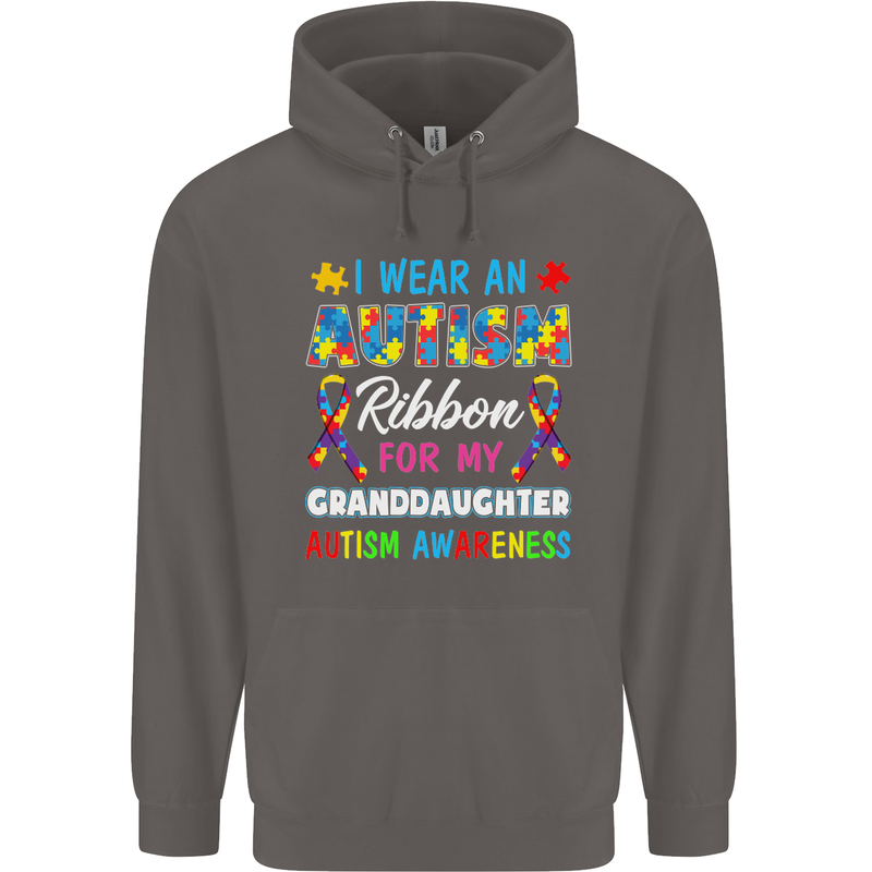 Autism Ribbon For My Granddaughter Autistic Mens 80% Cotton Hoodie Charcoal
