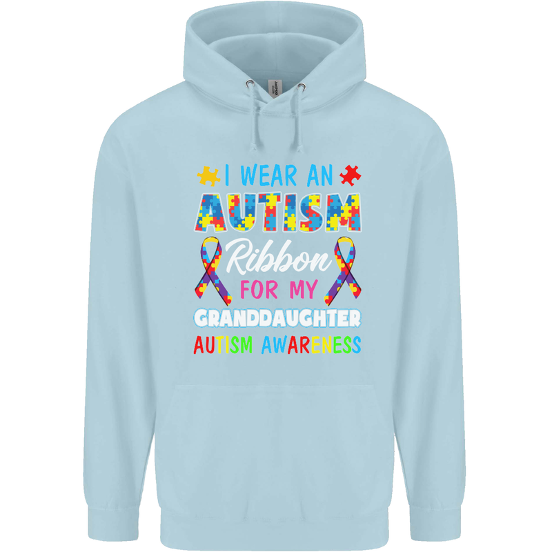 Autism Ribbon For My Granddaughter Autistic Mens 80% Cotton Hoodie Light Blue