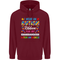 Autism Ribbon For My Granddaughter Autistic Mens 80% Cotton Hoodie Maroon