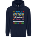 Autism Ribbon For My Granddaughter Autistic Mens 80% Cotton Hoodie Navy Blue