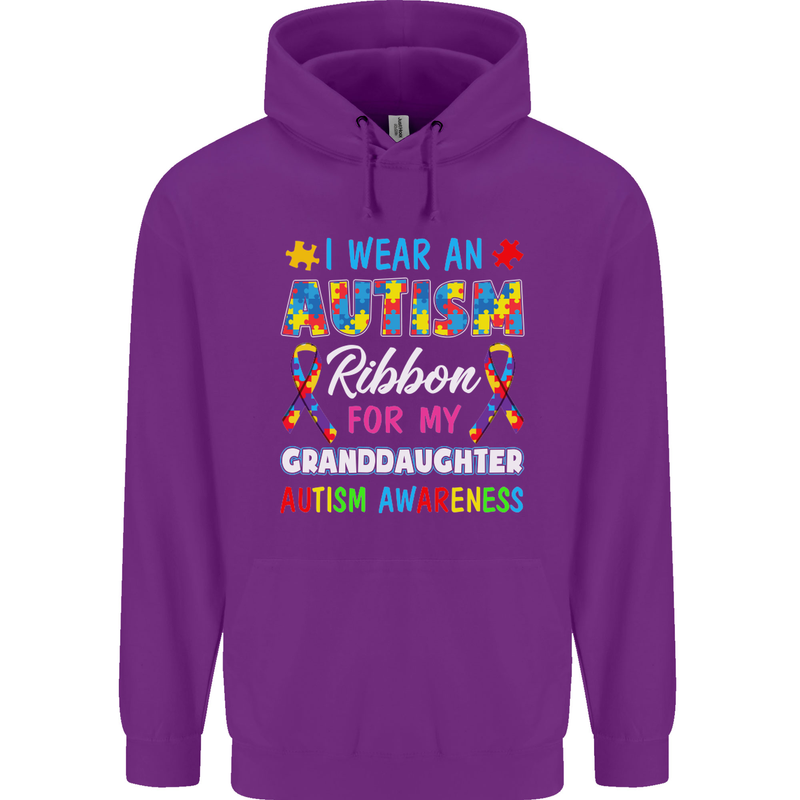 Autism Ribbon For My Granddaughter Autistic Mens 80% Cotton Hoodie Purple