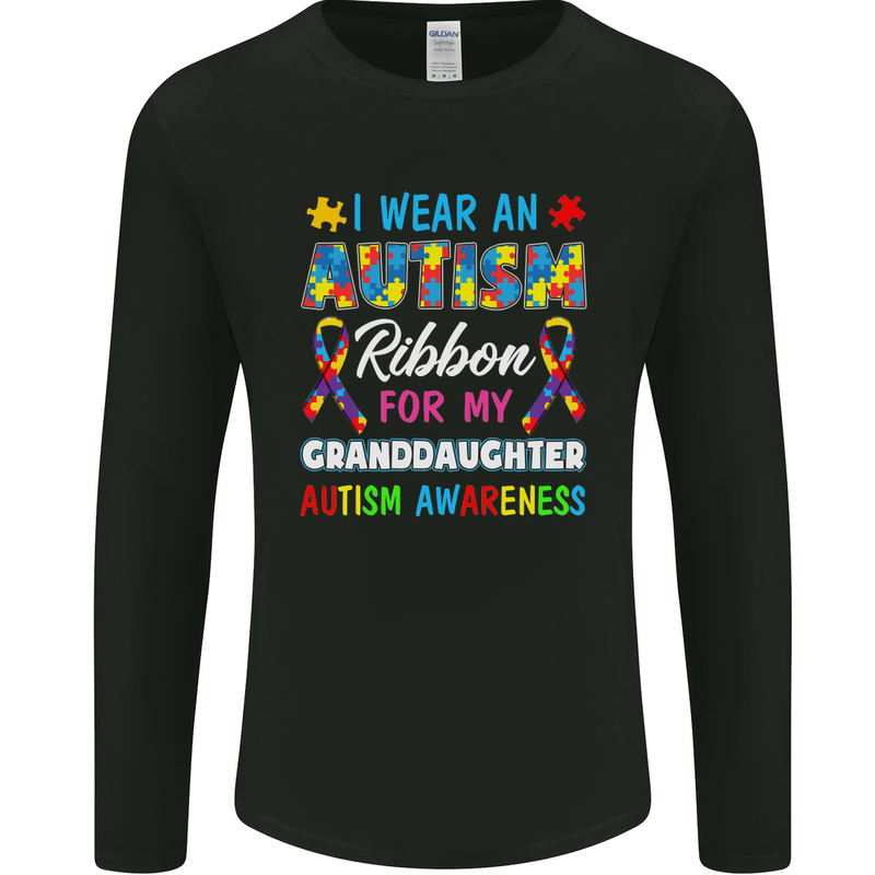 Autism Ribbon For My Granddaughter Autistic Mens Long Sleeve T-Shirt Black