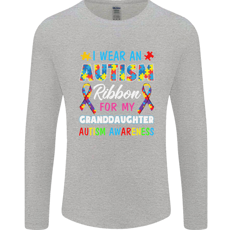 Autism Ribbon For My Granddaughter Autistic Mens Long Sleeve T-Shirt Sports Grey