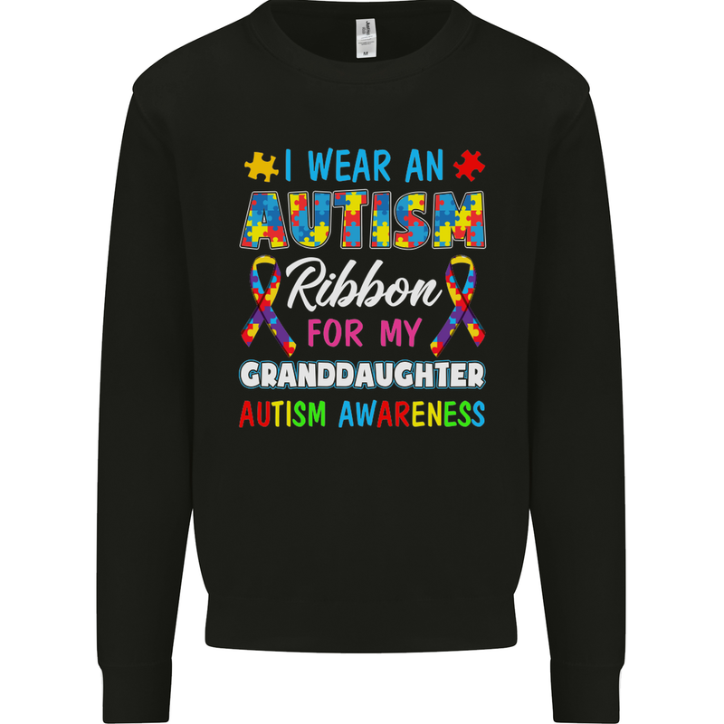 Autism Ribbon For My Granddaughter Autistic Mens Sweatshirt Jumper Black