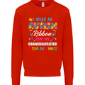 Autism Ribbon For My Granddaughter Autistic Mens Sweatshirt Jumper Bright Red