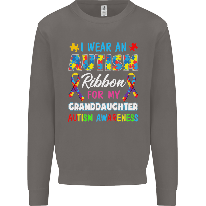 Autism Ribbon For My Granddaughter Autistic Mens Sweatshirt Jumper Charcoal