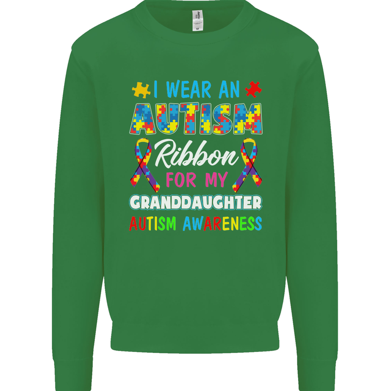 Autism Ribbon For My Granddaughter Autistic Mens Sweatshirt Jumper Irish Green