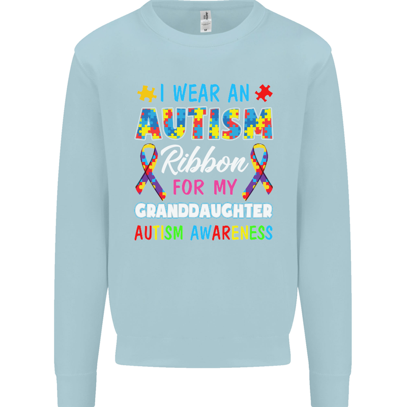 Autism Ribbon For My Granddaughter Autistic Mens Sweatshirt Jumper Light Blue