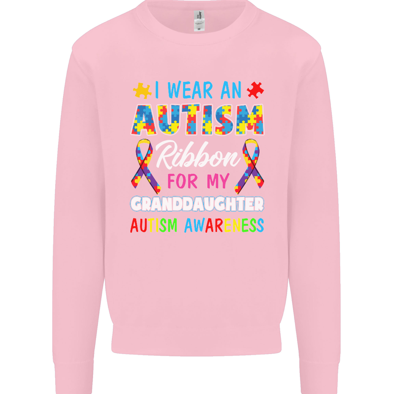 Autism Ribbon For My Granddaughter Autistic Mens Sweatshirt Jumper Light Pink