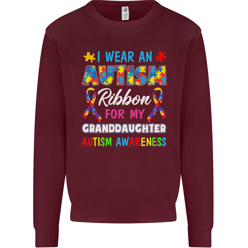 Autism Ribbon For My Granddaughter Autistic Mens Sweatshirt Jumper Maroon