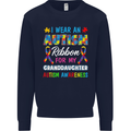 Autism Ribbon For My Granddaughter Autistic Mens Sweatshirt Jumper Navy Blue