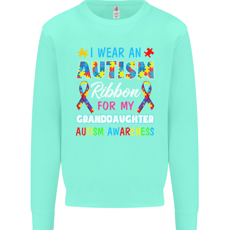 Autism Ribbon For My Granddaughter Autistic Mens Sweatshirt Jumper Peppermint