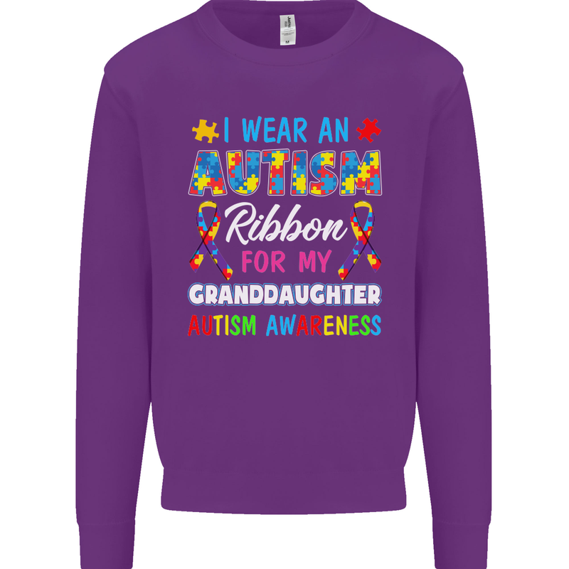 Autism Ribbon For My Granddaughter Autistic Mens Sweatshirt Jumper Purple