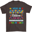 Autism Ribbon For My Granddaughter Autistic Mens T-Shirt Cotton Gildan Dark Chocolate