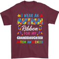 Autism Ribbon For My Granddaughter Autistic Mens T-Shirt Cotton Gildan Maroon