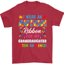 Autism Ribbon For My Granddaughter Autistic Mens T-Shirt Cotton Gildan Red